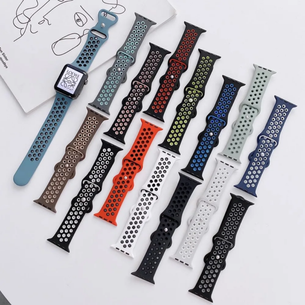 1 Bracelet Sport Respirant en Silicone pour Apple Watch Toutes Séries
