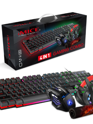 Combo Gaming IMice GK-490 Câble, Clavier, Souris, Casque avec Éclairage 4-en-1        4o mini