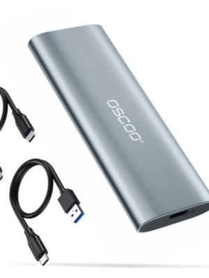 OSCOO Aluminum Dual USB Port M.2 NVMe USB3.1 Type C SSD Case 10Gbps High-Speed Transfer SATA NGFF External Hard Drive