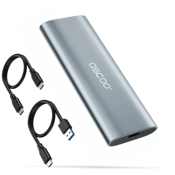 OSCOO Aluminum Dual USB Port M.2 NVMe USB3.1 Type C SSD Case 10Gbps High-Speed Transfer SATA NGFF External Hard Drive