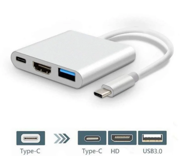 Convertisseur 3-en-1 USB C Hub avec HDTV, USB 3.0 et Port USB-C 3 Ports