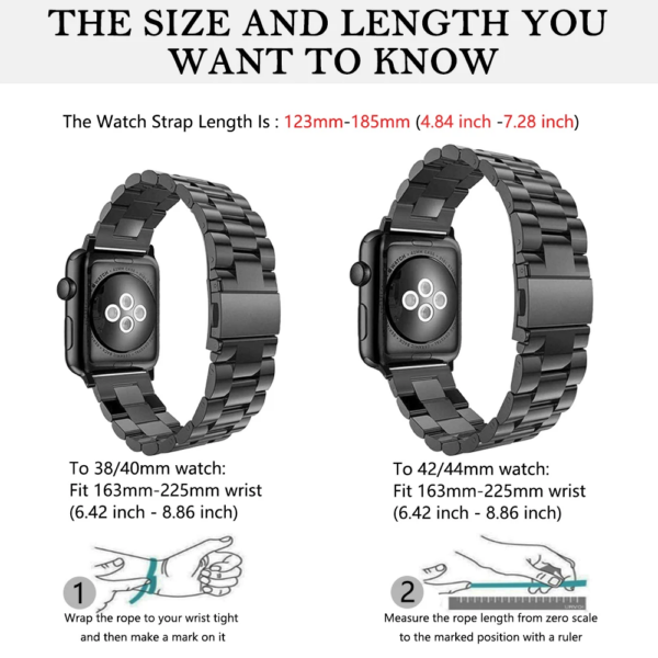 3 Bracelet Métal Acier Inoxydable 304 à Double Fermoir pour Apple Watch