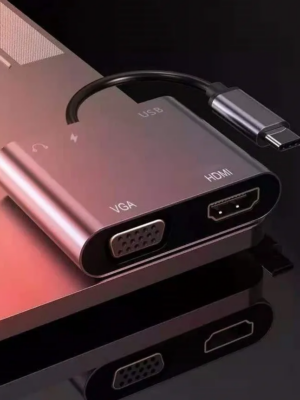 Adaptateur Hub 5-en-1 USB Type C vers HDMI, VGA, USB 3.0, PD, Audio, 4K 30Hz, Accessoires Ordinateur Multifonction