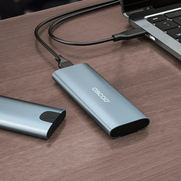 OSCOO Aluminum Dual USB Port M.2 NVMe USB3.1 Type C SSD Case 10Gbps High-Speed Transfer SATA NGFF External Hard Drive